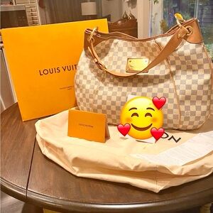 Louis Vuitton Damier Azur Hobo Bag in Cream and Brown